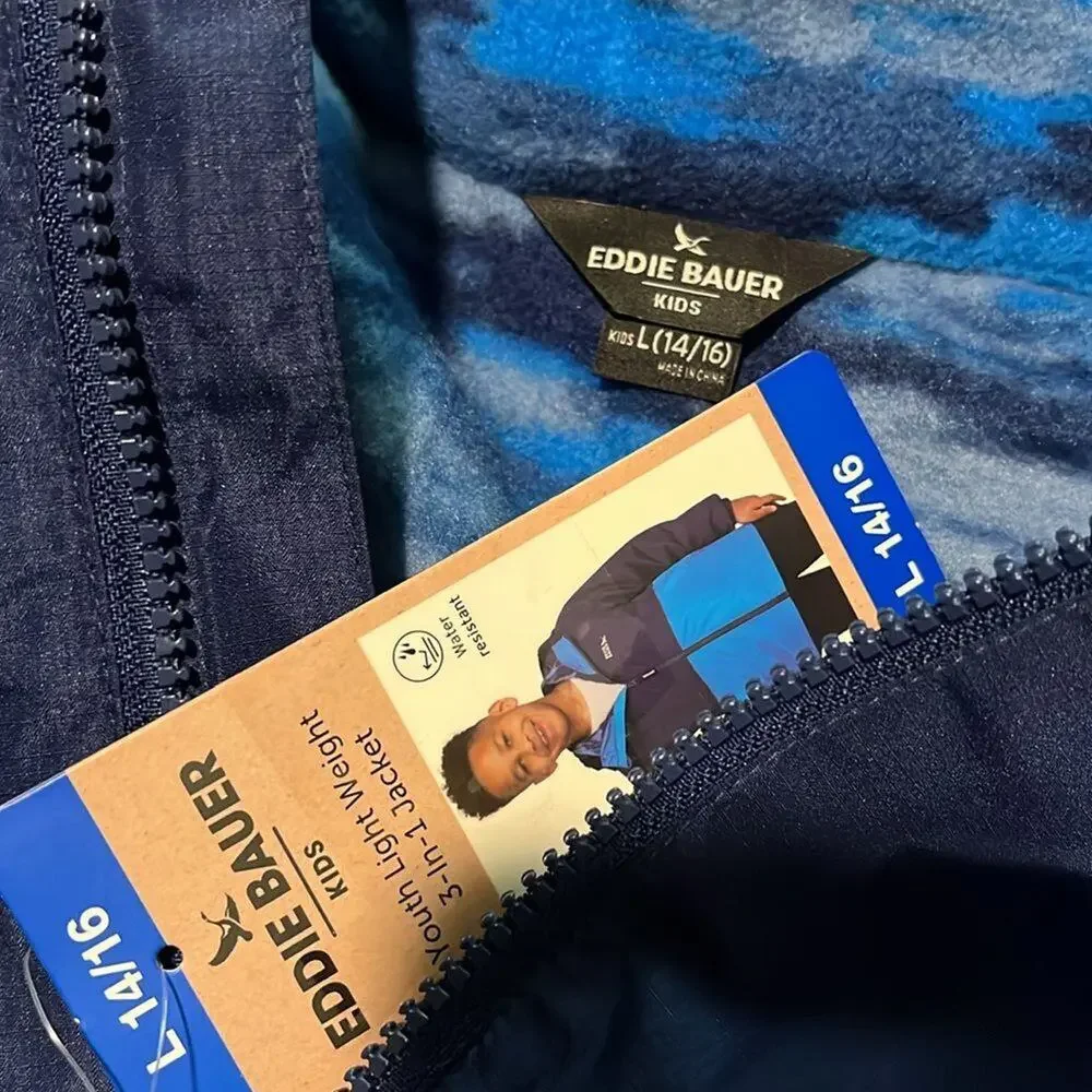 Eddie Bauer Youth 3-In-1 Classic Jacket Blue Boys L 14/16